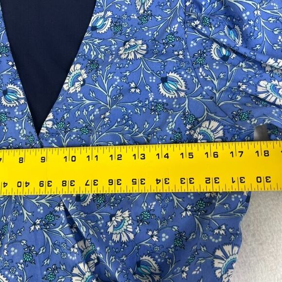 Wayward Fancies eShakti Custom Mini Dress Womens Small Floral Blue Wrap Belted - Picture 4 of 7